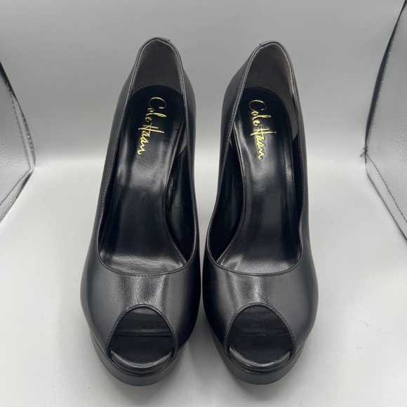 Cole Haan Nike Air Black Platform Peep Toe Pumps  sz  7 1/2 - Picture 3 of 9